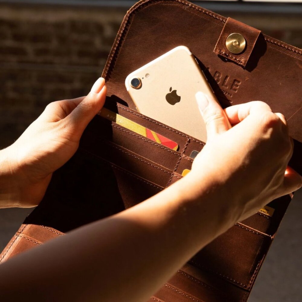 100% genuine leather Able Kene Wallet in Whiskey